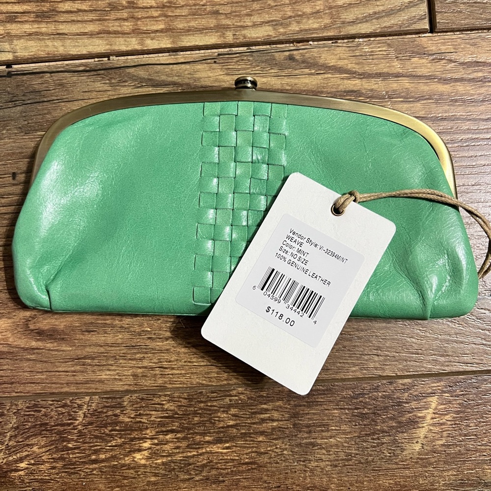 HOBO Green Woven Leather Wallet